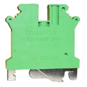 Клема "PE" КНГз-UK-USLKG-5 34А, 0,2-4мм2, гвинтова, жовто-зелена, набірна на DIN-рейку, без маркера TNSy