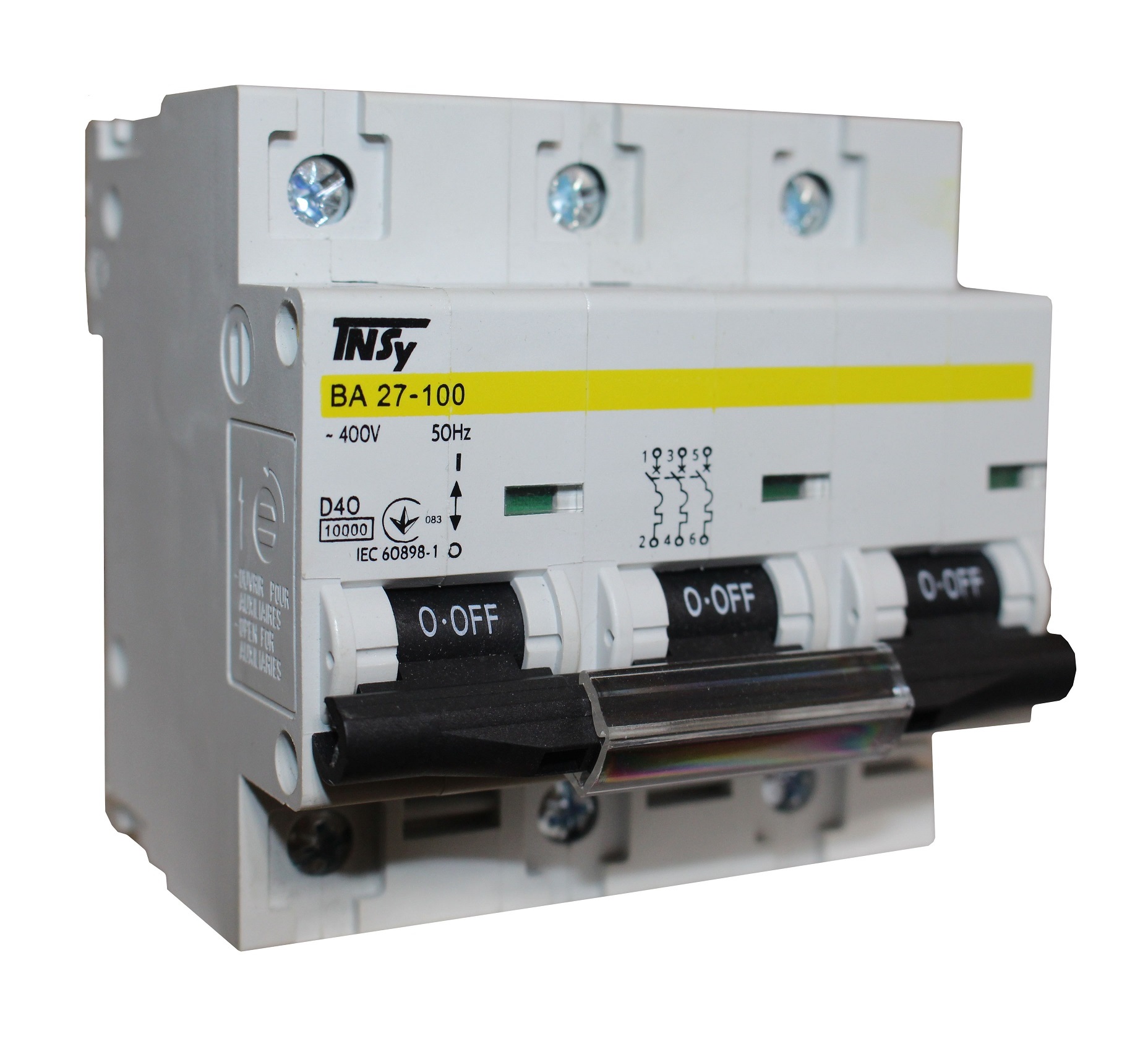 Автоматичний вимикач ВА27-100 3Р 40А 10кА х-ка D TNSy