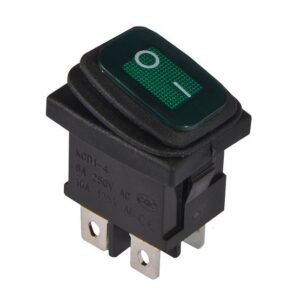 KCD1-4-201WN G/B 220V Перемикач 1 клав. вологозахищений зелений з підсвічуванням TNSy