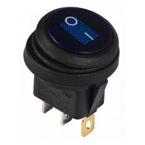 KCD1-5-101WN BL/B 220V Перемикач 1 клав. круглий вологозахищений з підсвічуванням (синій) TNSy