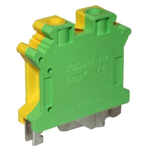 Клема "PE" КНГз-UK-USLKG-10 61А, 0,5-10мм2, гвинтова, жовто-зелена, набірна на DIN-рейку, без маркера TNSy