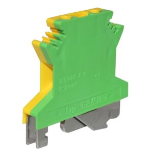 Клема "PE" КНГз-UK-USLKG-2.5 34А, 0,2-2,5мм2, гвинтова, жовто-зелена, набірна на DIN-рейку, без маркера TNSy