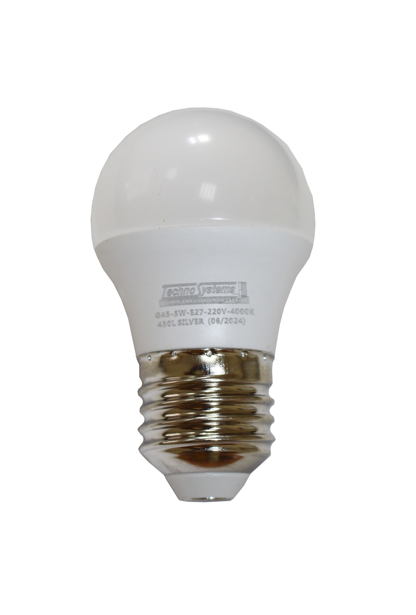 Лампа світлодіодна LED Bulb-G45-5W-E27-220V-4000K-450L SILVER TNSy