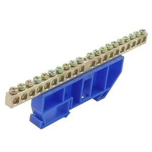 Шина ізольована «N» на DIN-рейку ШЛІ6х9-20 синій TNSy