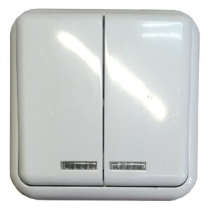 Вимикач зовн. устан. 2-кл. з підсвіткою білий IP20 TNSy Lemur TNSy