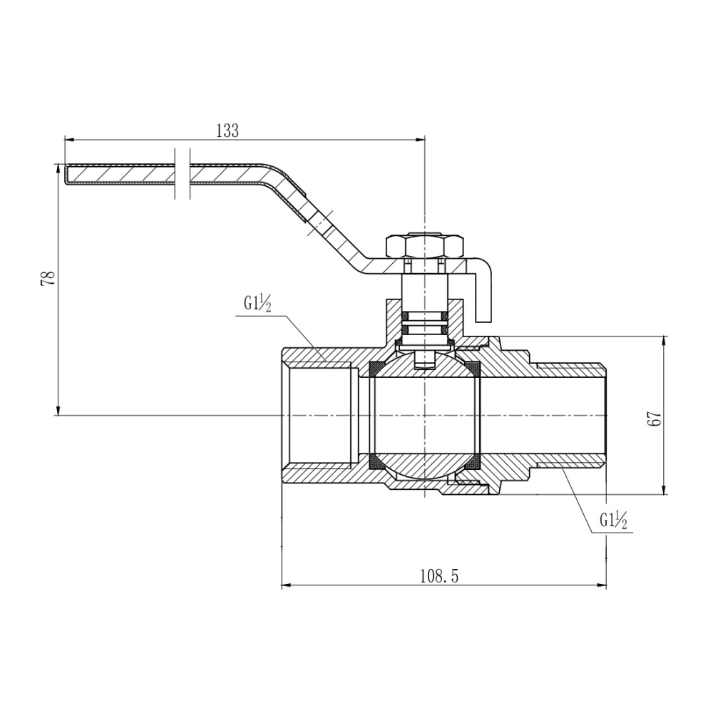 Кран кульовий SD Forte 1" 1/2 ВЗ для газа (ручка) SF605G40 — изображение 2